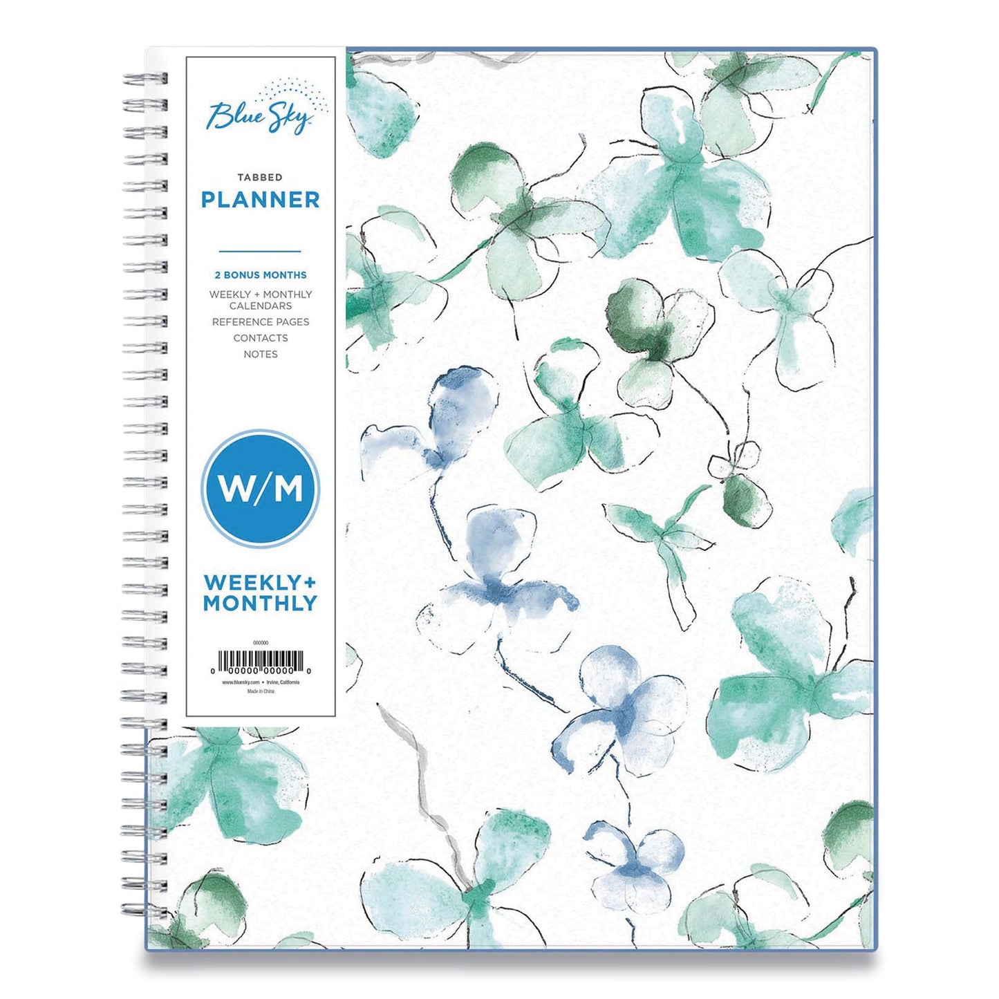 Blue Sky Lindley Weekly/Monthly Planner, Lindley Floral Artwork, 11 x 8.5, White/Blue/Green Cover, 12 - Month (Jan to Dec): 2023 - themonogram manor 