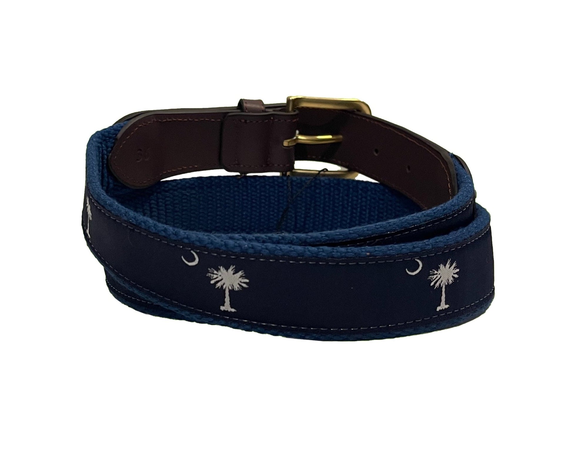 South Carolina Crescent Moon Palmetto State Flag Belt - Navy Blue - themonogram manor 