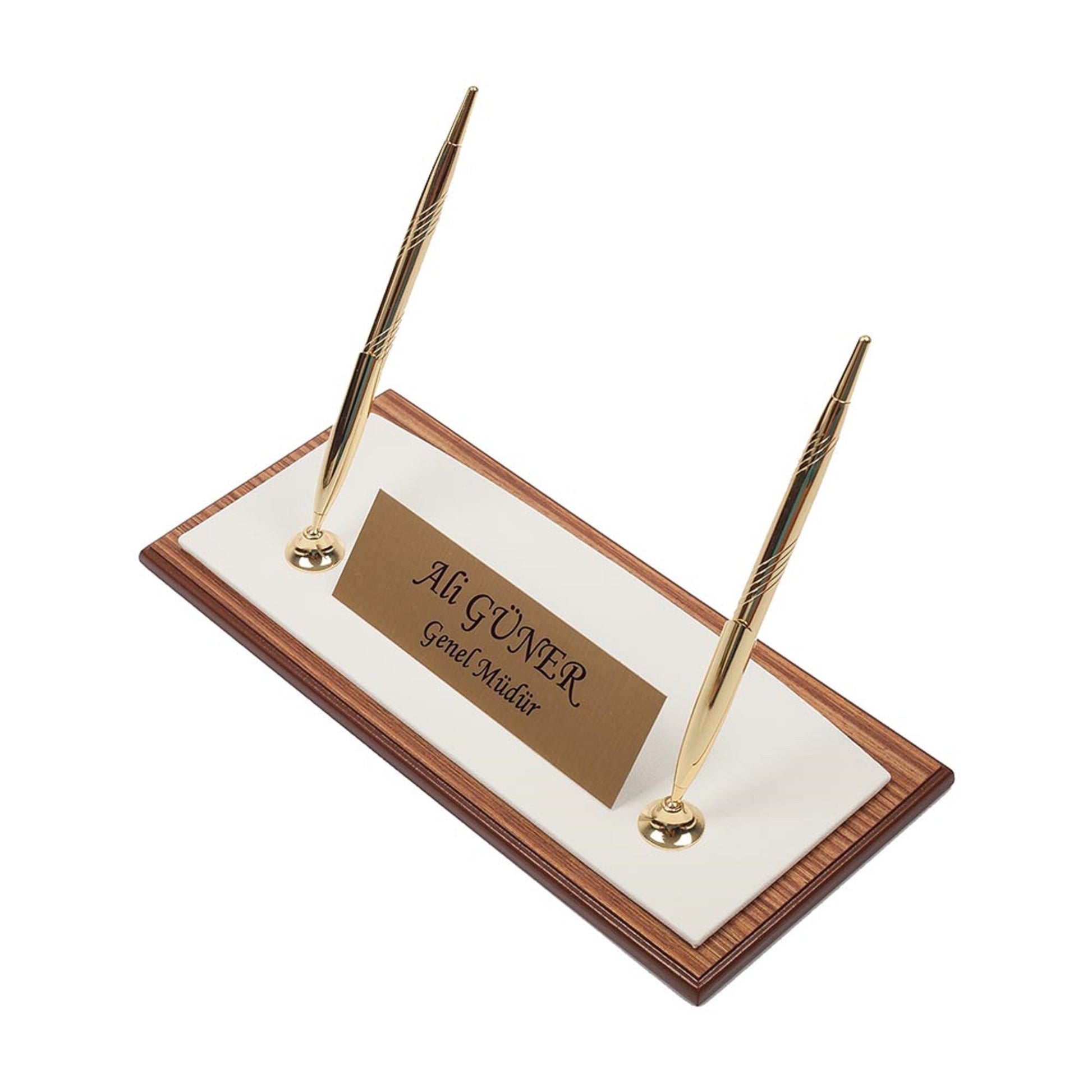 MOOG Star Leather Desk Set - Walnut Wood Combination - Green - 11 PCS - themonogram manor 