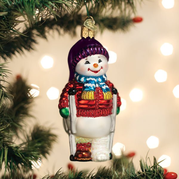 Snowman With Crutches Ornament - themonogram manor 