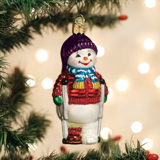 Snowman With Crutches Ornament - themonogram manor 