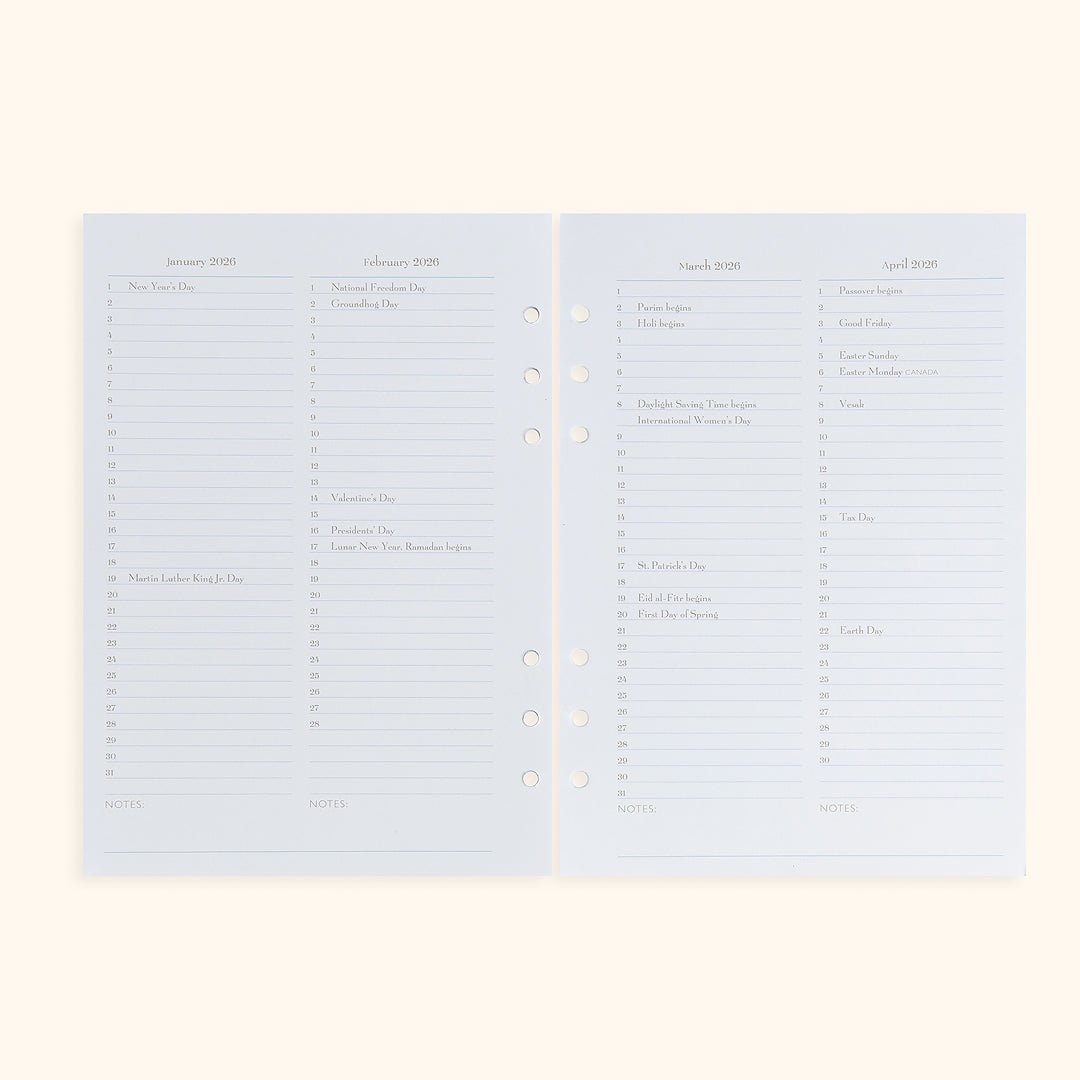 A5 Inserts for Weekly Planner Personal Portfolio 2026 - themonogram manor 