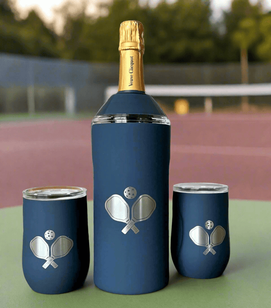 Limited Edition Pickleball Wine Set In Navy - themonogram manor 