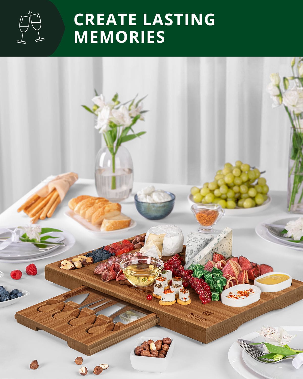 Cheese Board Set w/knives, 16.5“x11”, Brown - themonogram manor 