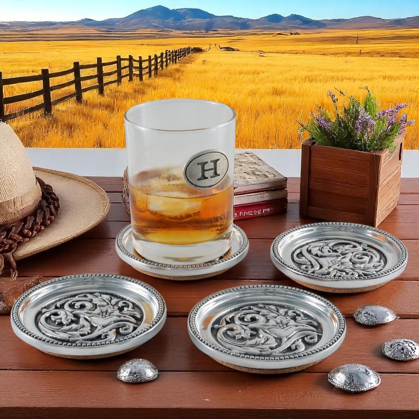 Concho Western Drink Coaster Set of 4 - themonogram manor 