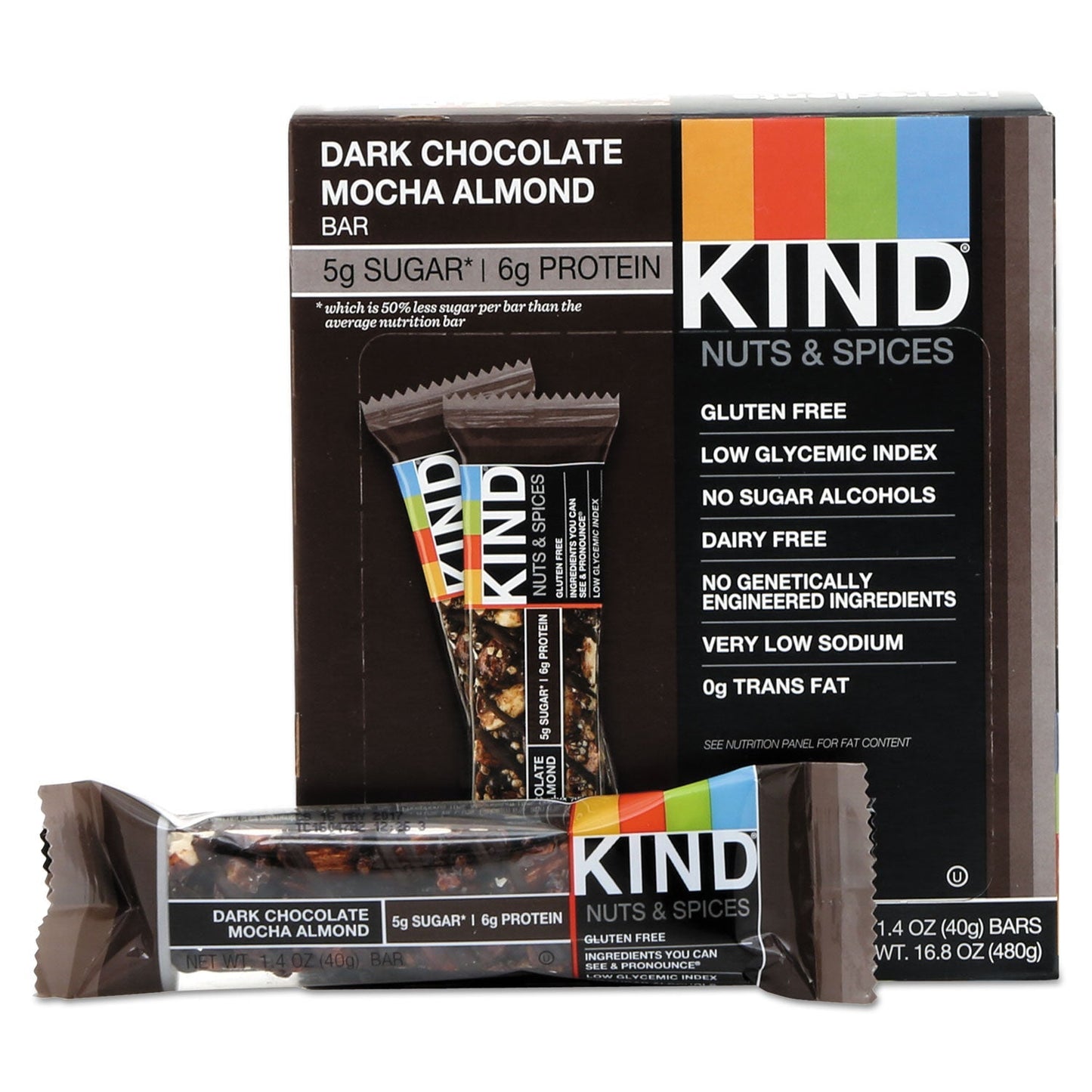 KIND Nuts and Spices Bar, Dark Chocolate Mocha Almond, 1.4 oz Bar, 12/Box - themonogram manor 