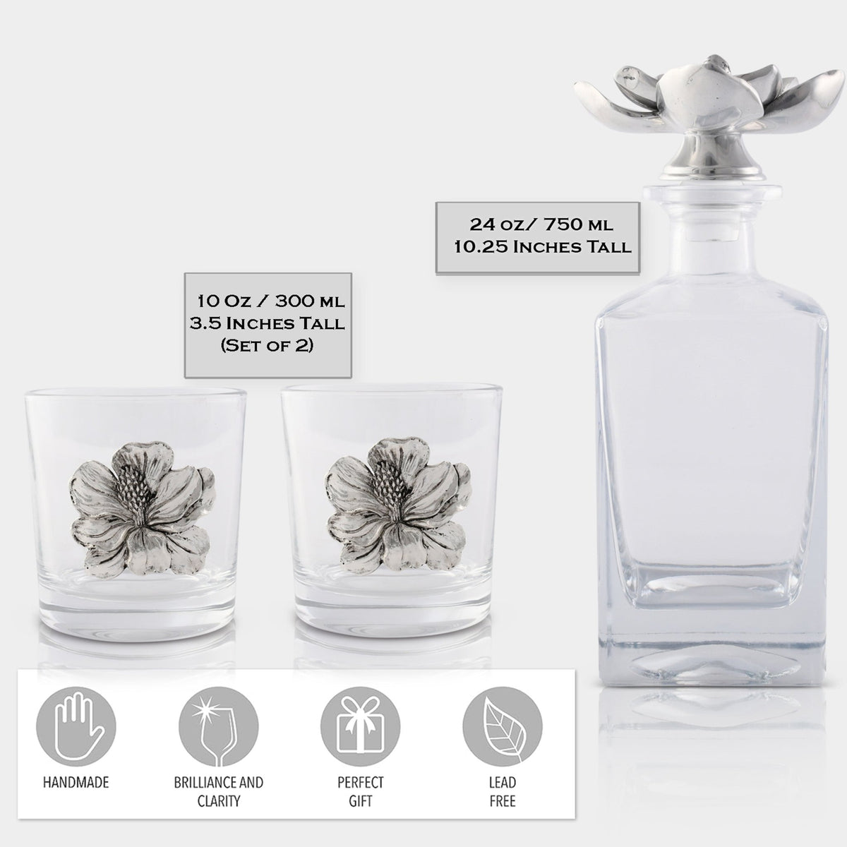 Magnolia Decanter Set with Glasses - themonogram manor 
