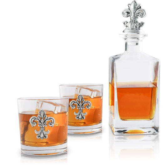 Fleur - de - lis Decanter Set with Glasses - themonogram manor 