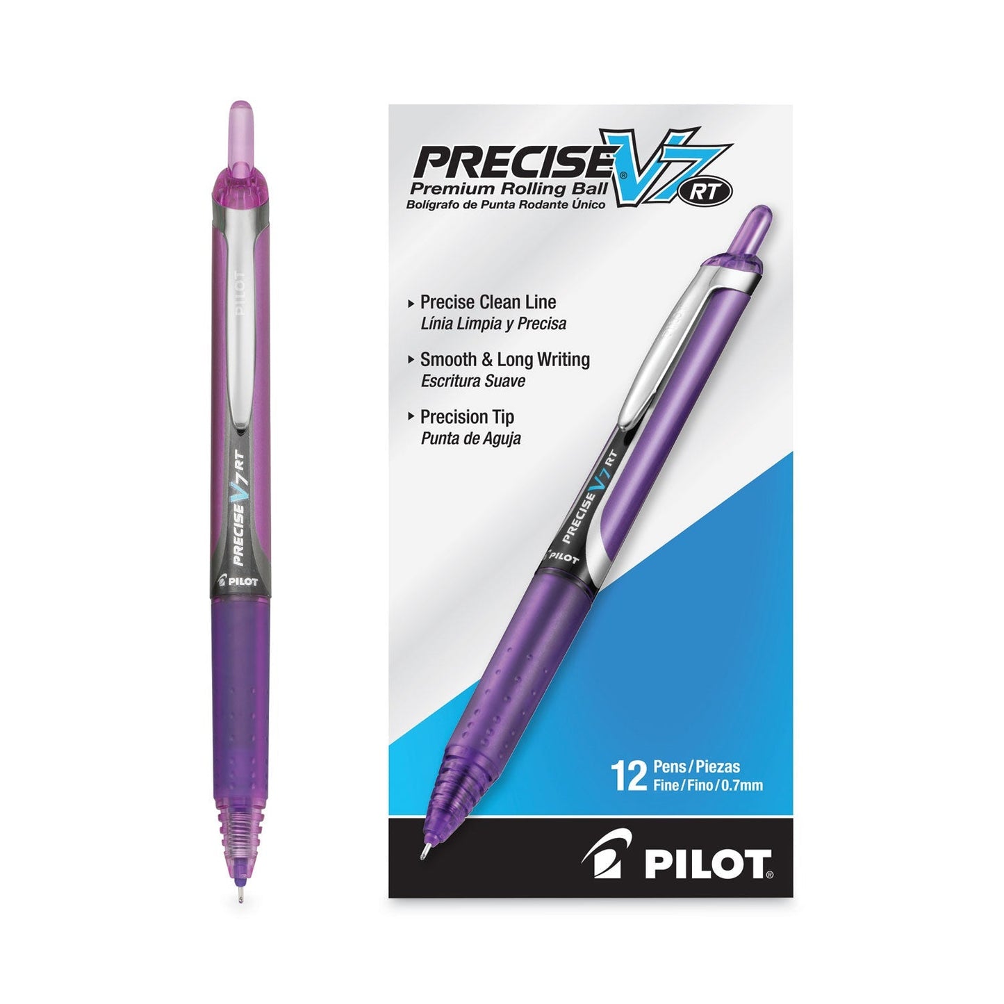 Pilot Precise V7RT Roller Ball Pen, Retractable, Fine 0.7 mm, Purple Ink, Purple Barrel - themonogram manor 