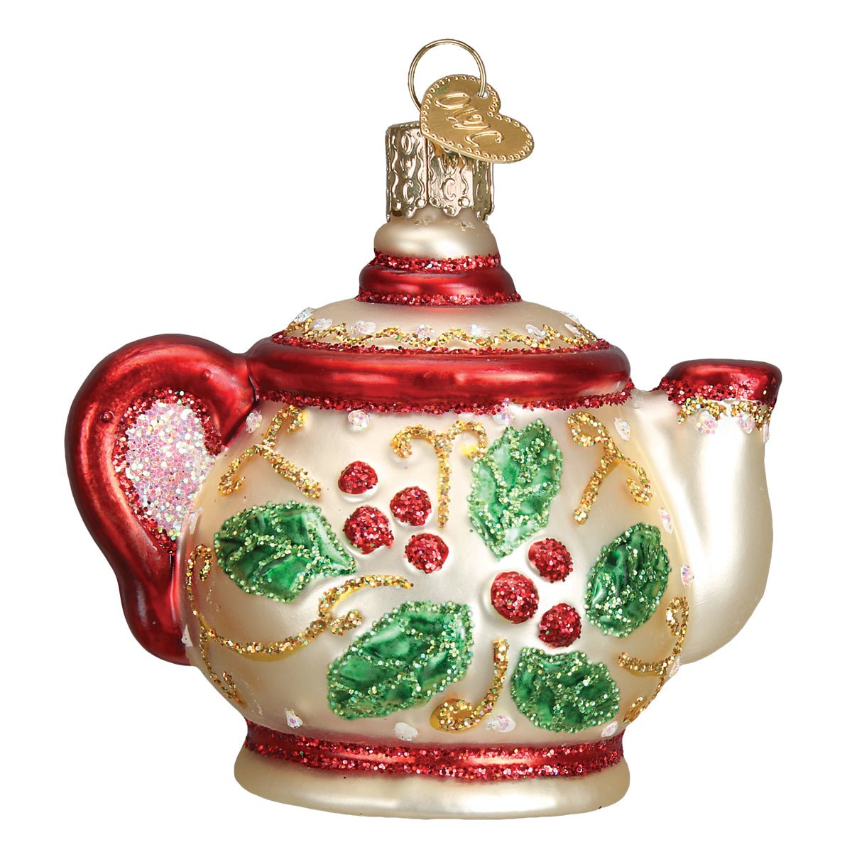 Holly Teapot Ornament - themonogram manor 