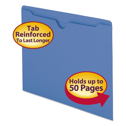 Smead Colored File Jackets with Reinforced Double - Ply Tab, Straight Tab, Letter Size, Blue, 100/Box - themonogram manor 