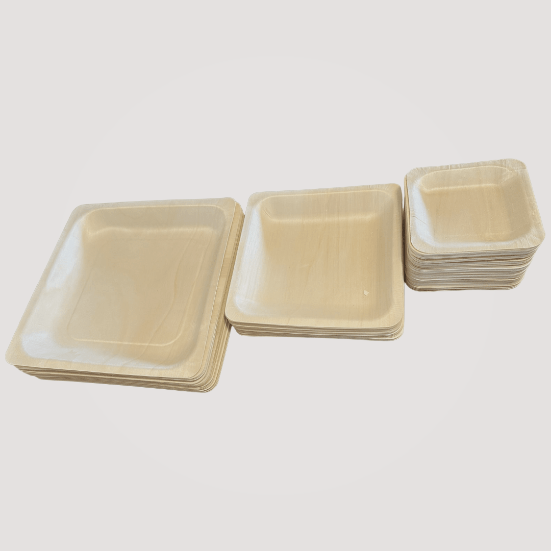 Eco Friendly Square Wooden Plate 4.5" (500 Pack) like Bamboo and Palm leaf - themonogram manor 
