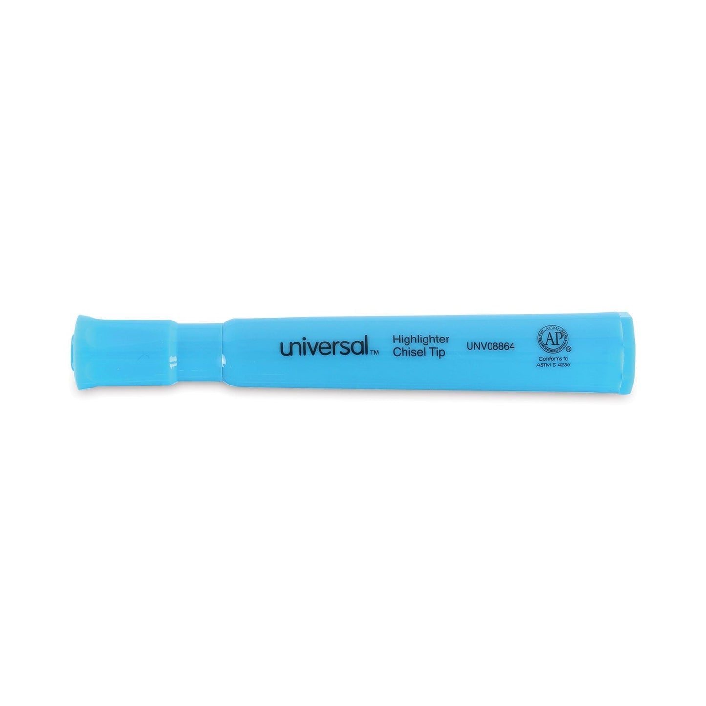 Universal Desk Highlighters, Fluorescent Blue Ink, Chisel Tip, Blue Barrel, Dozen - themonogram manor 