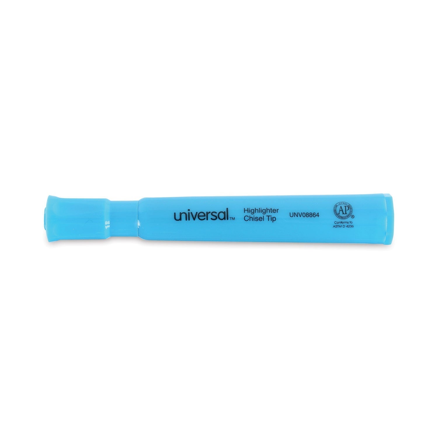 Universal Desk Highlighters, Fluorescent Blue Ink, Chisel Tip, Blue Barrel, Dozen - themonogram manor 