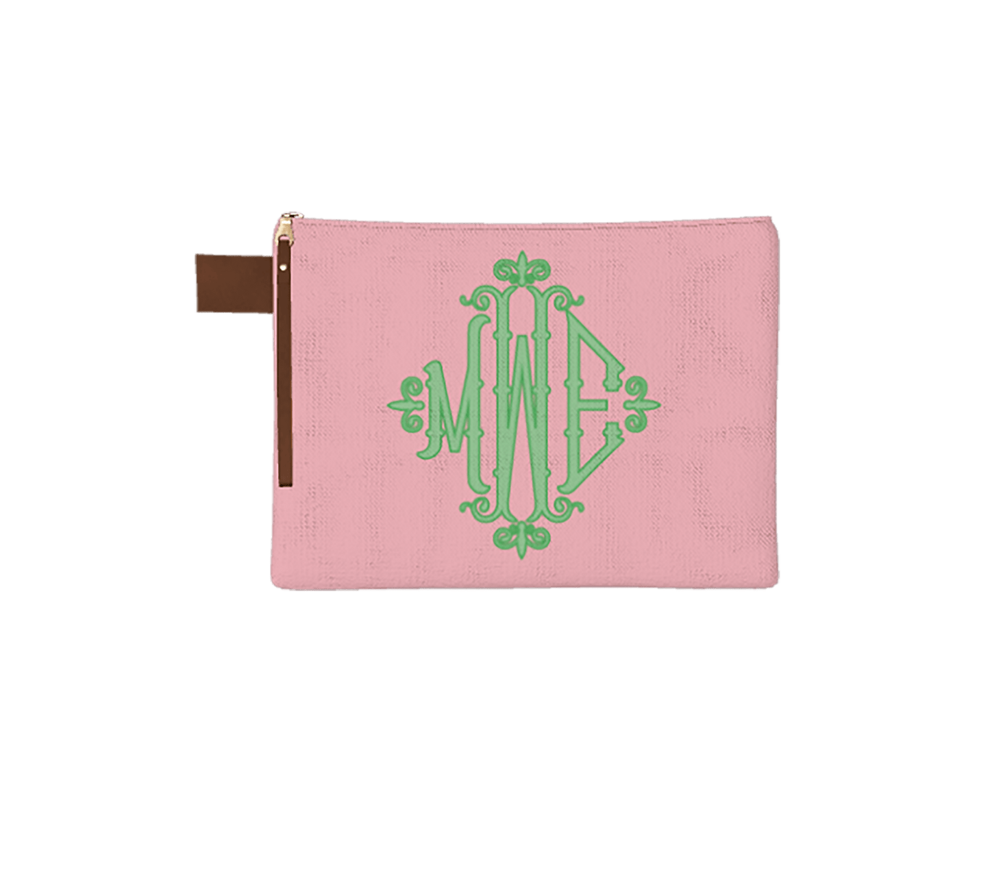 Solid Bamboo Monogram Zipper Pouch - themonogram manor 