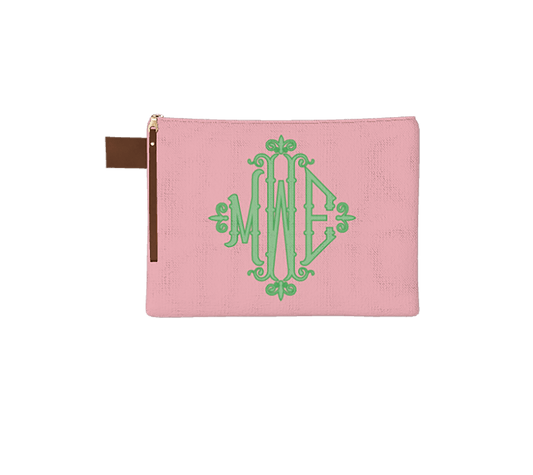 Solid Bamboo Monogram Zipper Pouch - themonogram manor 