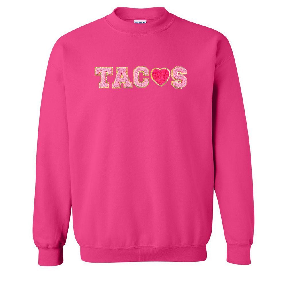 Tacos Letter Patch Crewneck Sweatshirt - themonogram manor 