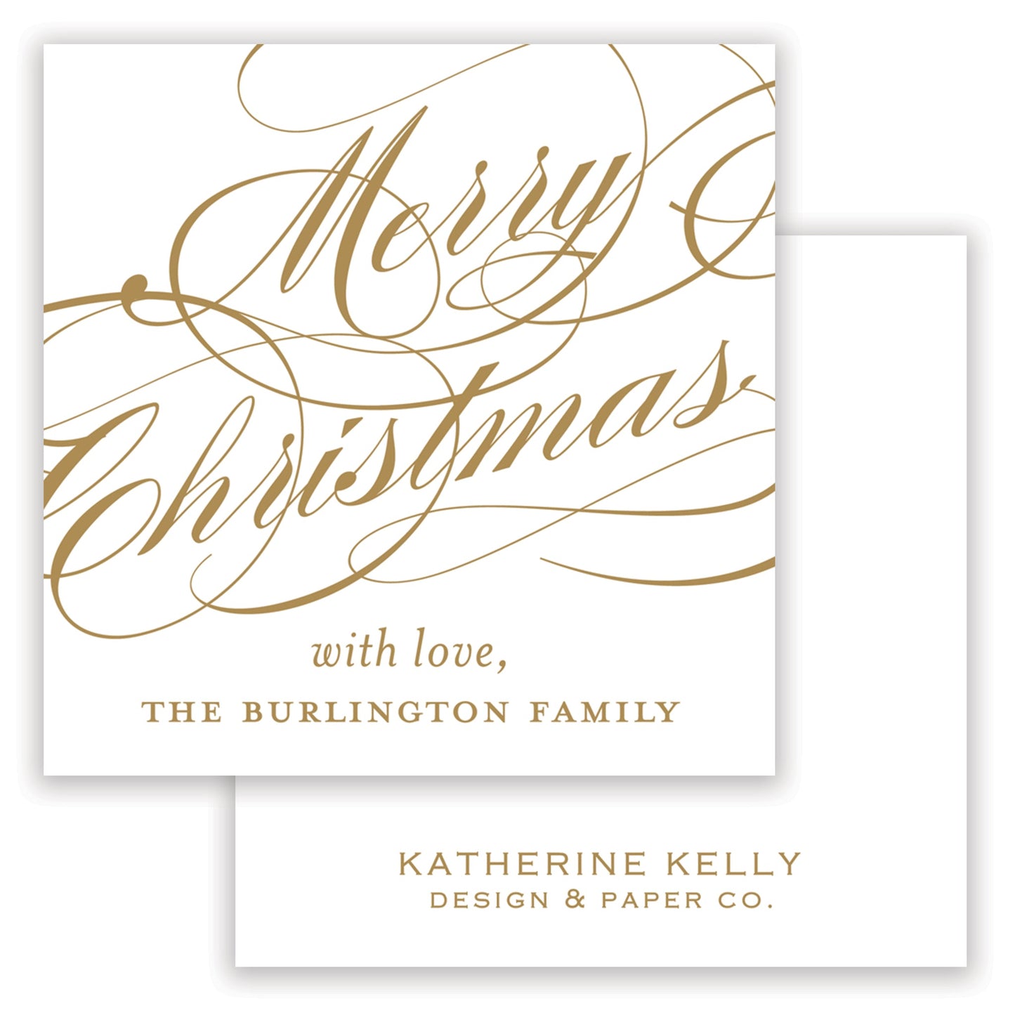 gold christmas script enclosure card - themonogram manor 