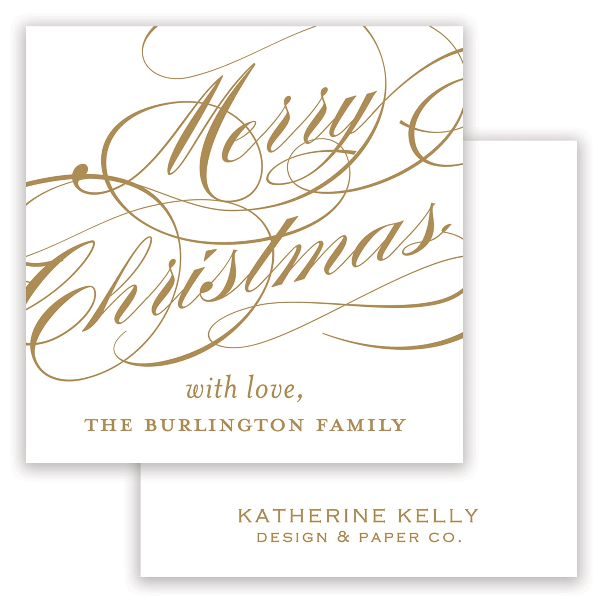 gold christmas script enclosure card - themonogram manor 