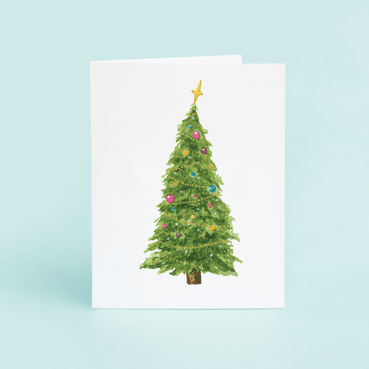 Watercolor Christmas Tree Card - themonogram manor 