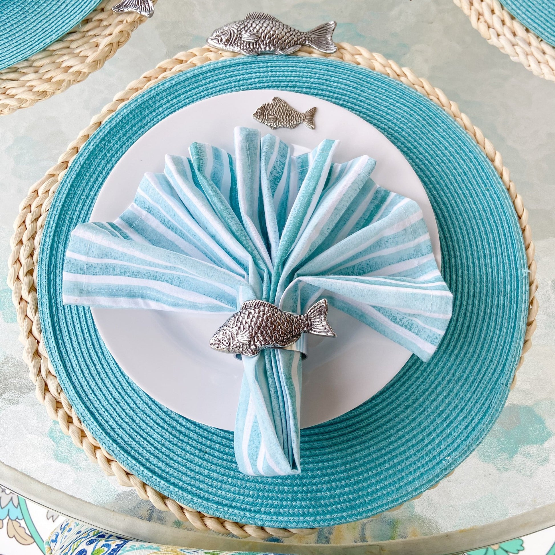 Fish Twisted Seagrass Placemats - set of 4 - themonogram manor 