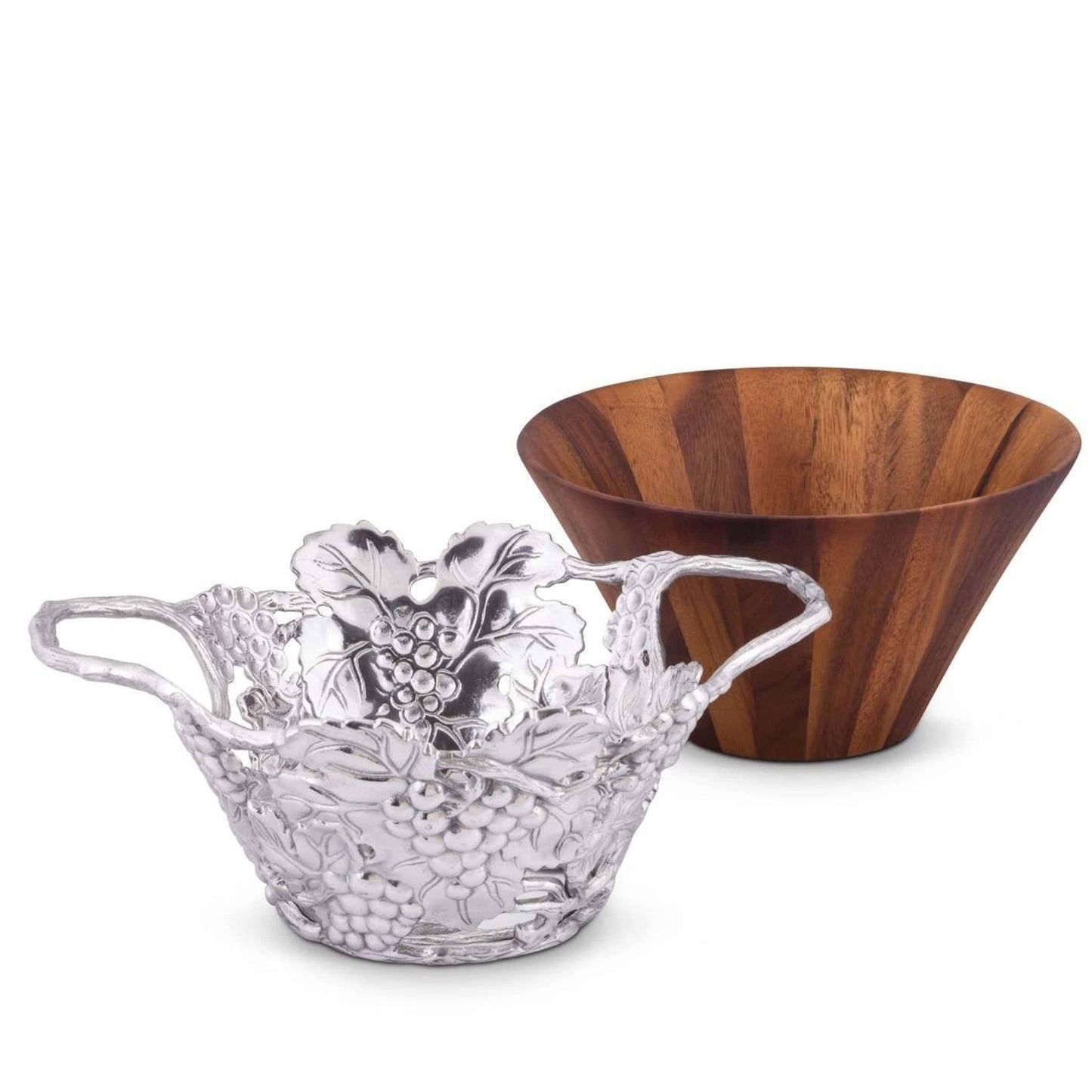 Grape Wood Tall Salad Bowl - themonogram manor 