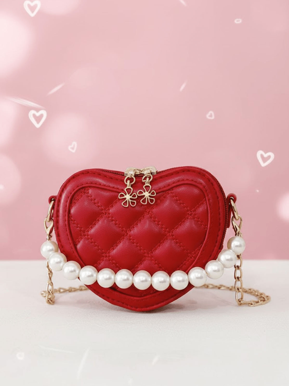 Heart of Pearl Red Crossbody Handbag - themonogram manor 