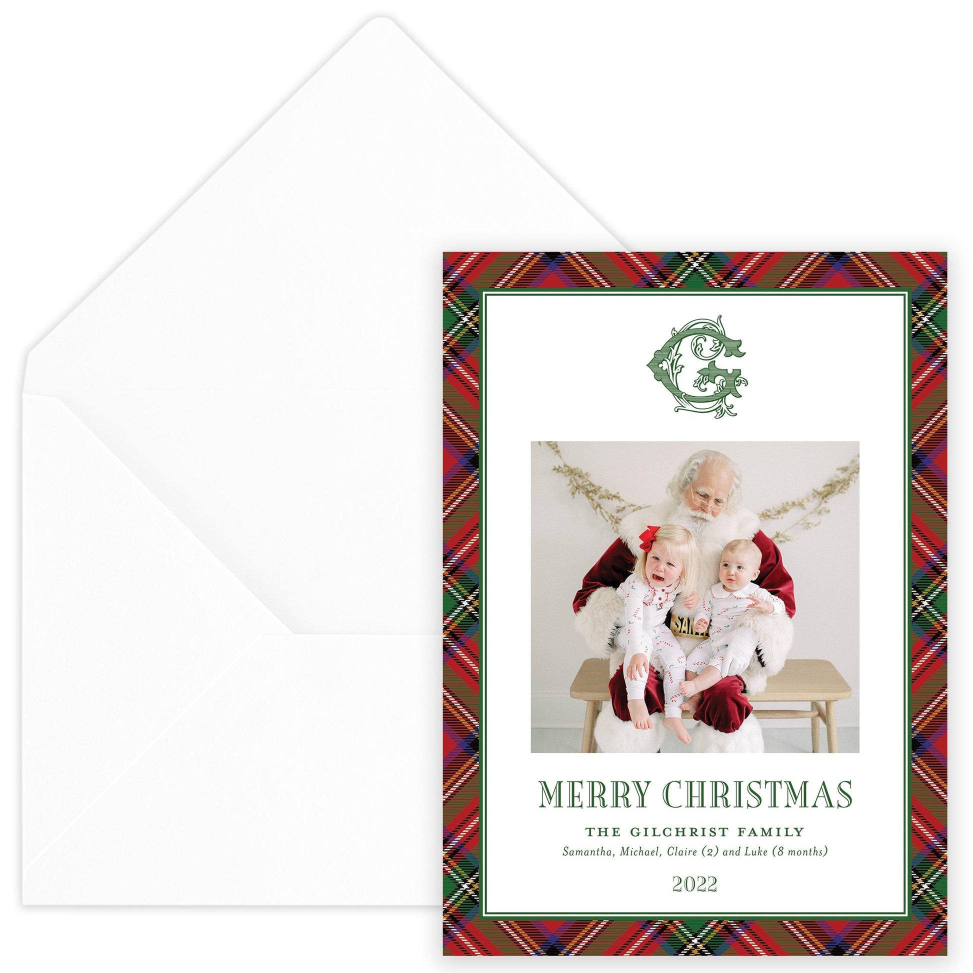 christmas tartan portrait holiday card - themonogram manor 