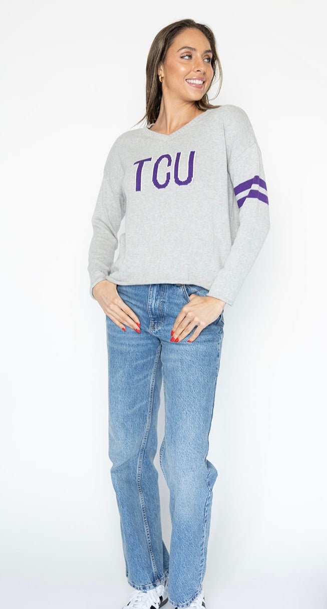 TCU Long Sleeve – Frogs Grey Sweater - themonogram manor 
