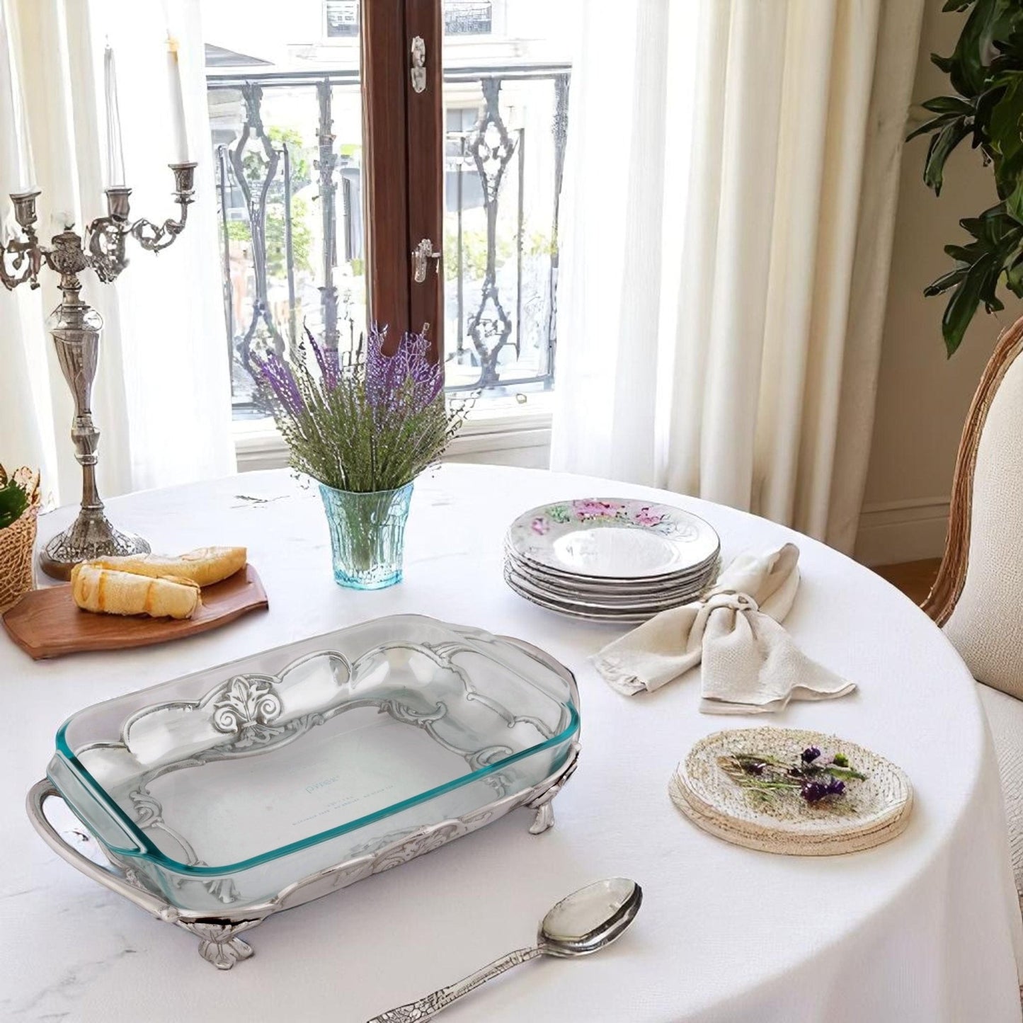 Fleur-De-Lis Pyrex Holder 3qt - themonogram manor 