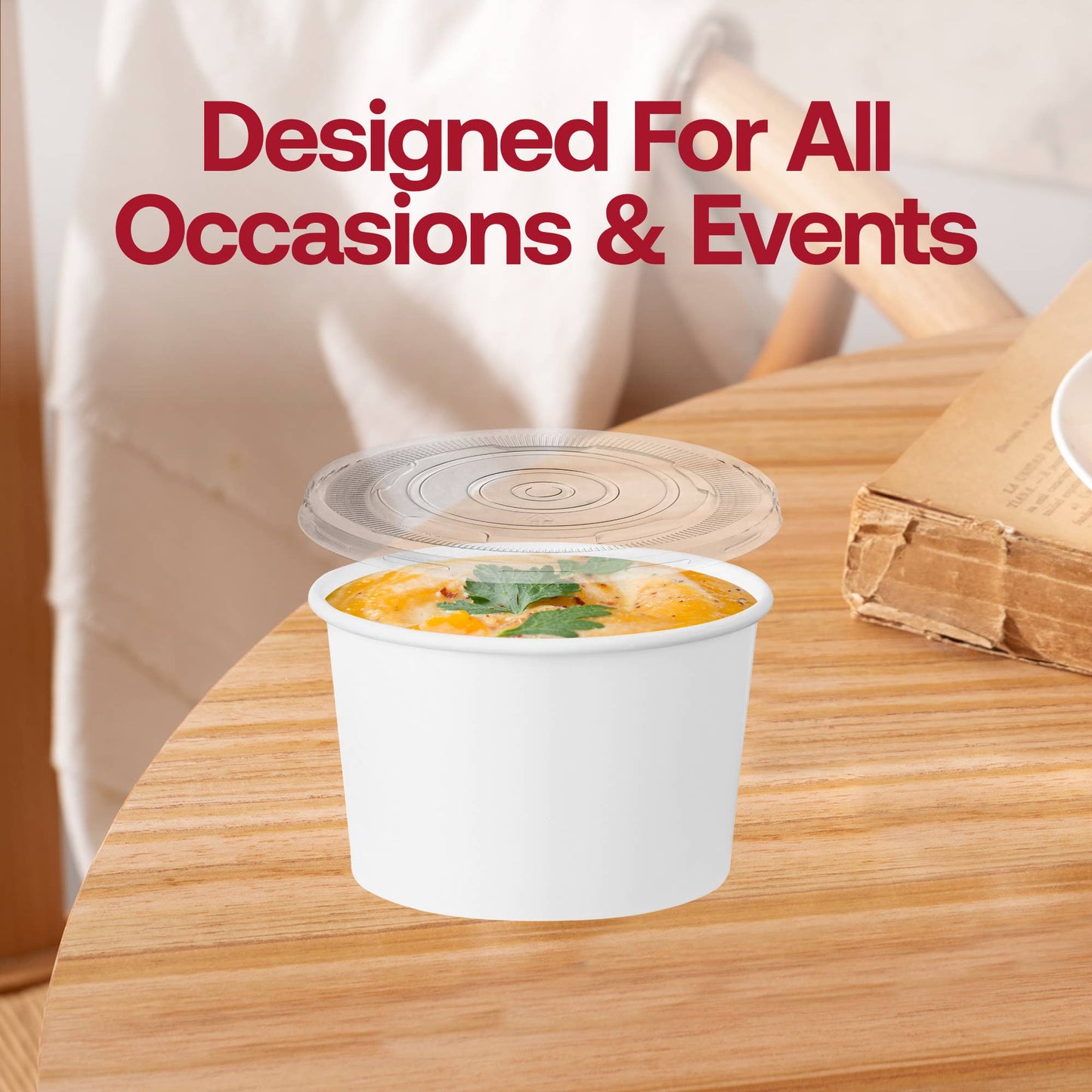 12 oz Squat Paper Soup Cups with Lids - 10 sets - themonogram manor 