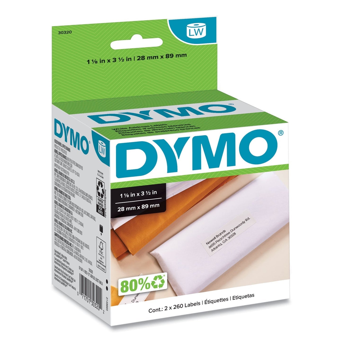 DYMO LabelWriter Address Labels, 1.12" x 3.5", White, 260 Labels/Roll, 2 Rolls/Pack - themonogram manor 