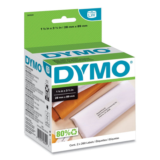DYMO LabelWriter Address Labels, 1.12" x 3.5", White, 260 Labels/Roll, 2 Rolls/Pack - themonogram manor 