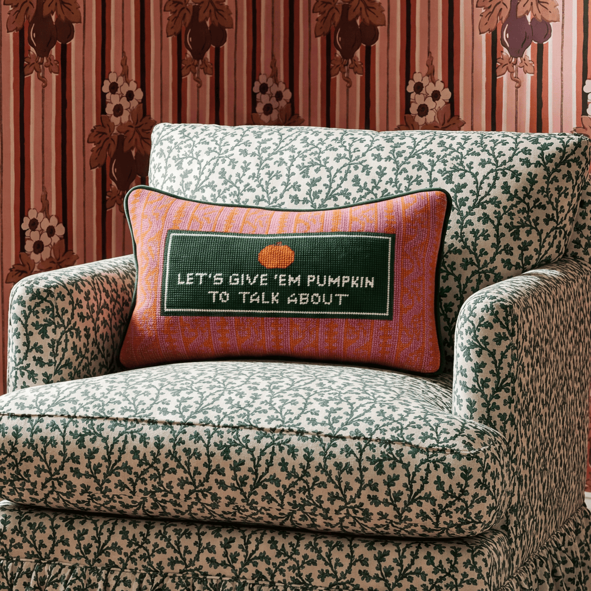 Pumpkin To Talk About Needlepoint Pillow - #themonogram manor #