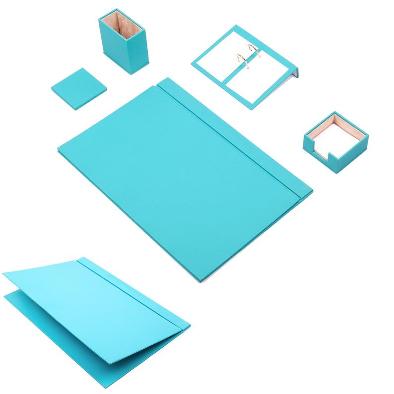 MOOG Leather Desk Set - 5 Accessories - White - 5 PCS - themonogram manor 