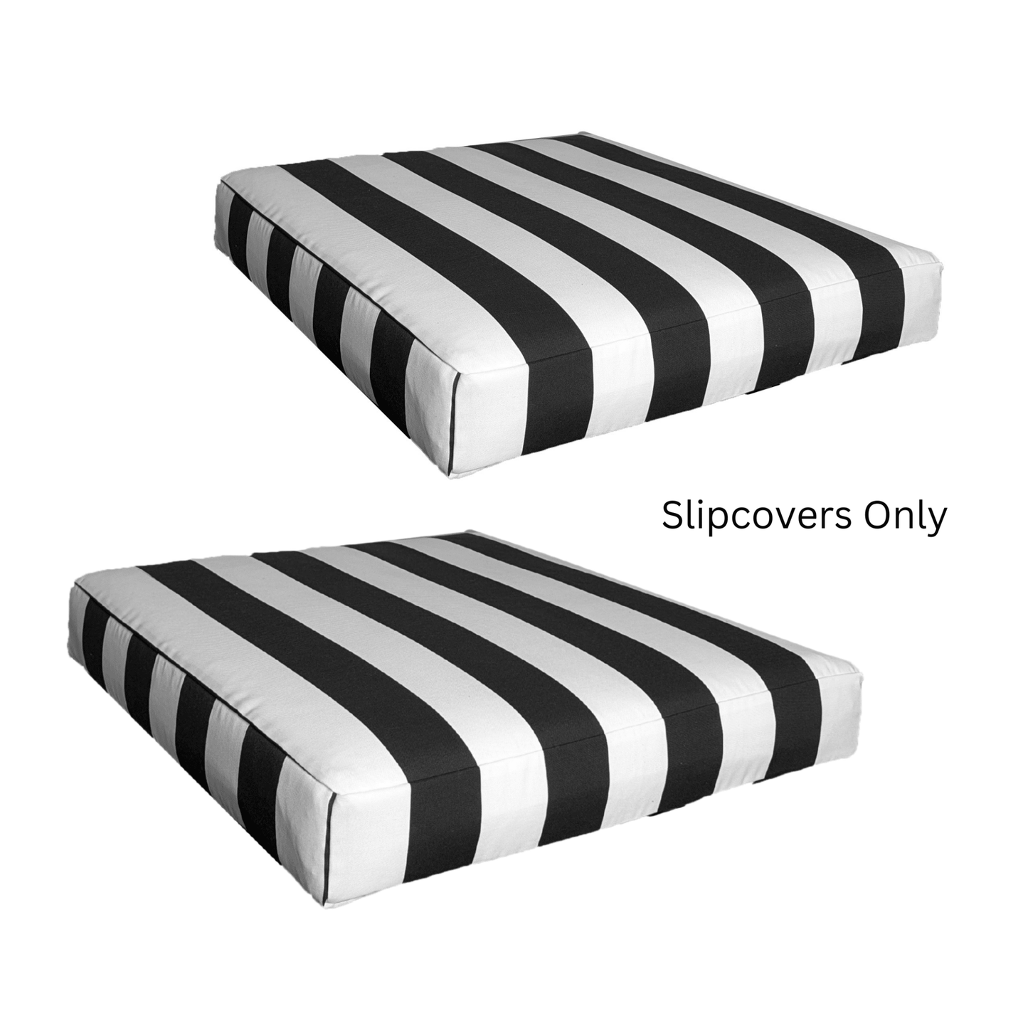 Black and White Cabana Stripe Outdoor Slip Covers, Compatible with IKEA Duvholmen Kuddarna - themonogram manor 