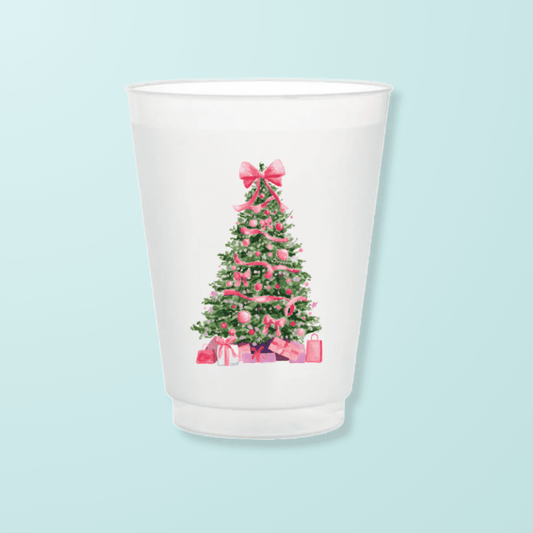 Pink Christmas Tree Frosted Cups - themonogram manor 