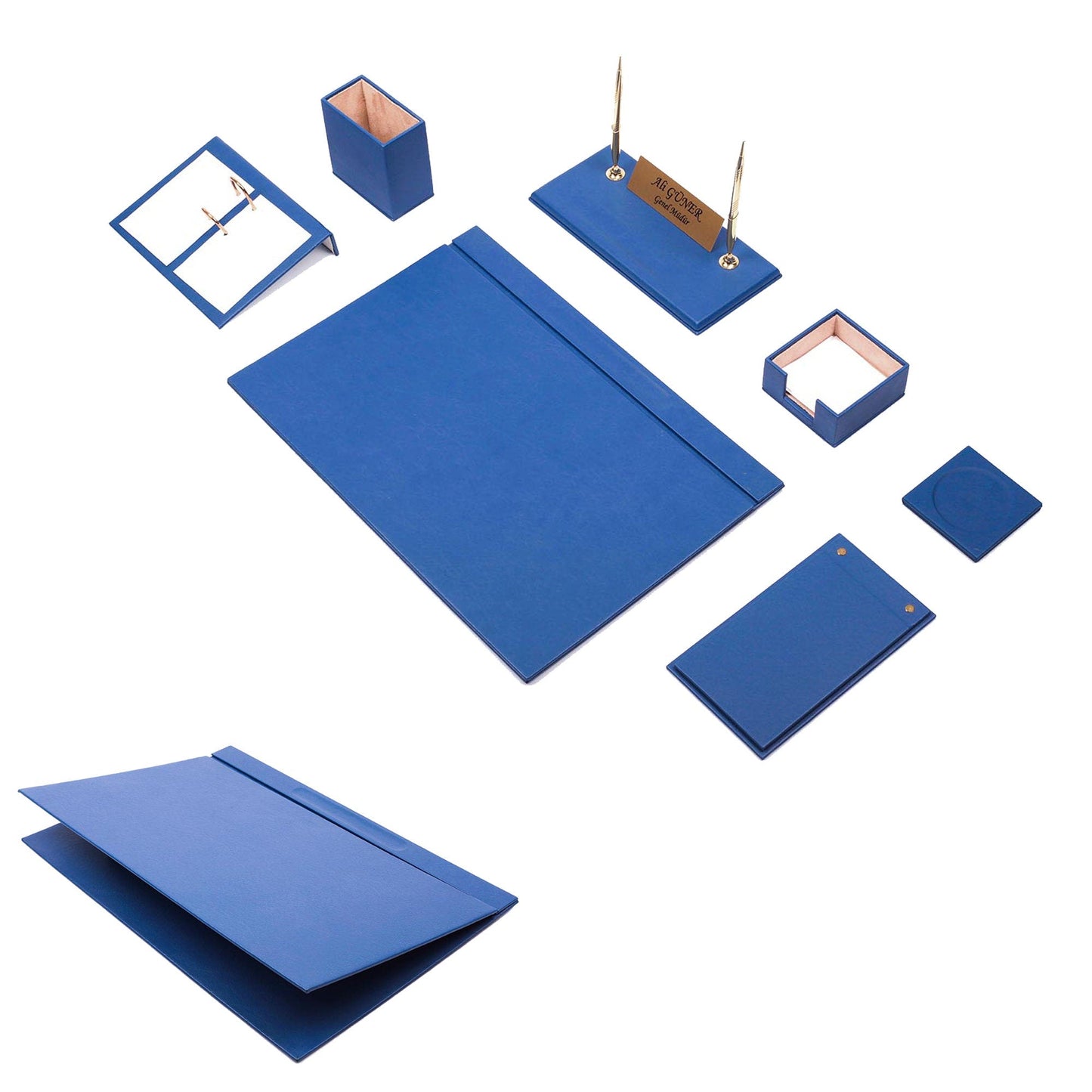 MOOG Leather Desk Set - White - 9 PCS - themonogram manor 