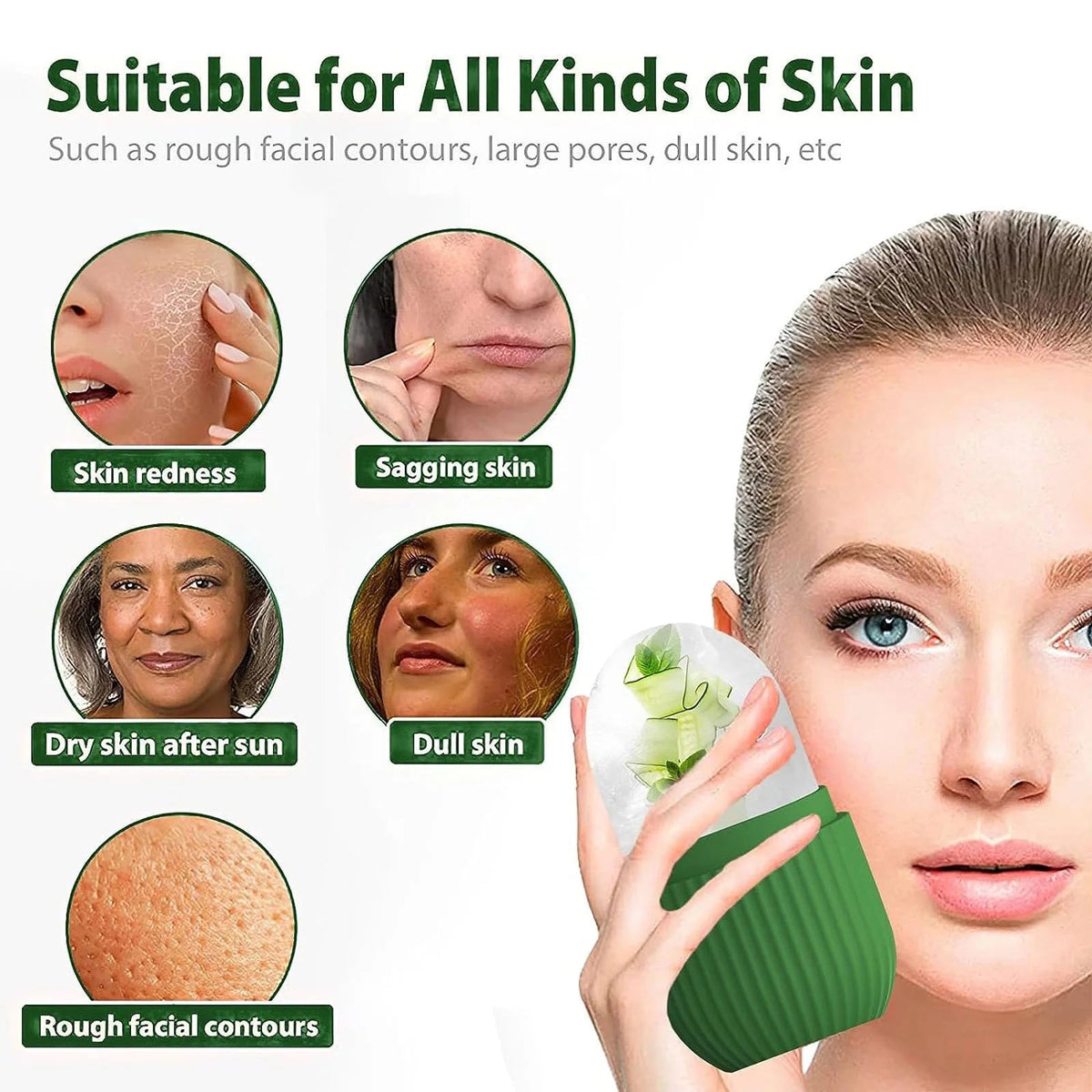 2024 New Ice Roller for Face and Eye, Ice Face Roller, Facial Beauty Ice Roller Skin Care Tools, Ice Cube Face Massage, Silicone Ice Mold for Face Care - themonogram manor 