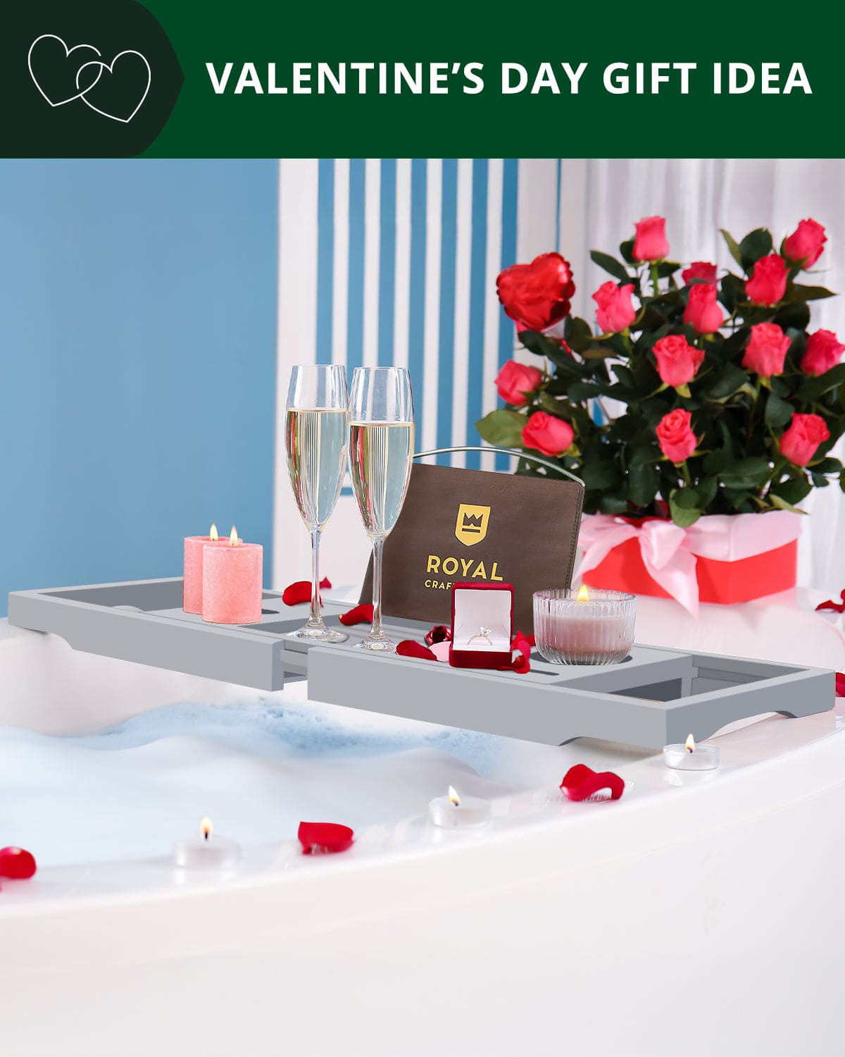 Bathtub Caddy Tray, Gray - themonogram manor 