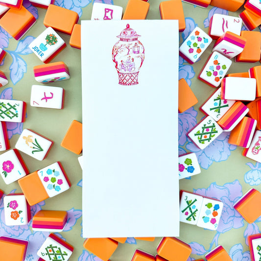 Orange Mahjong Ginger Jar Listpad - themonogram manor 