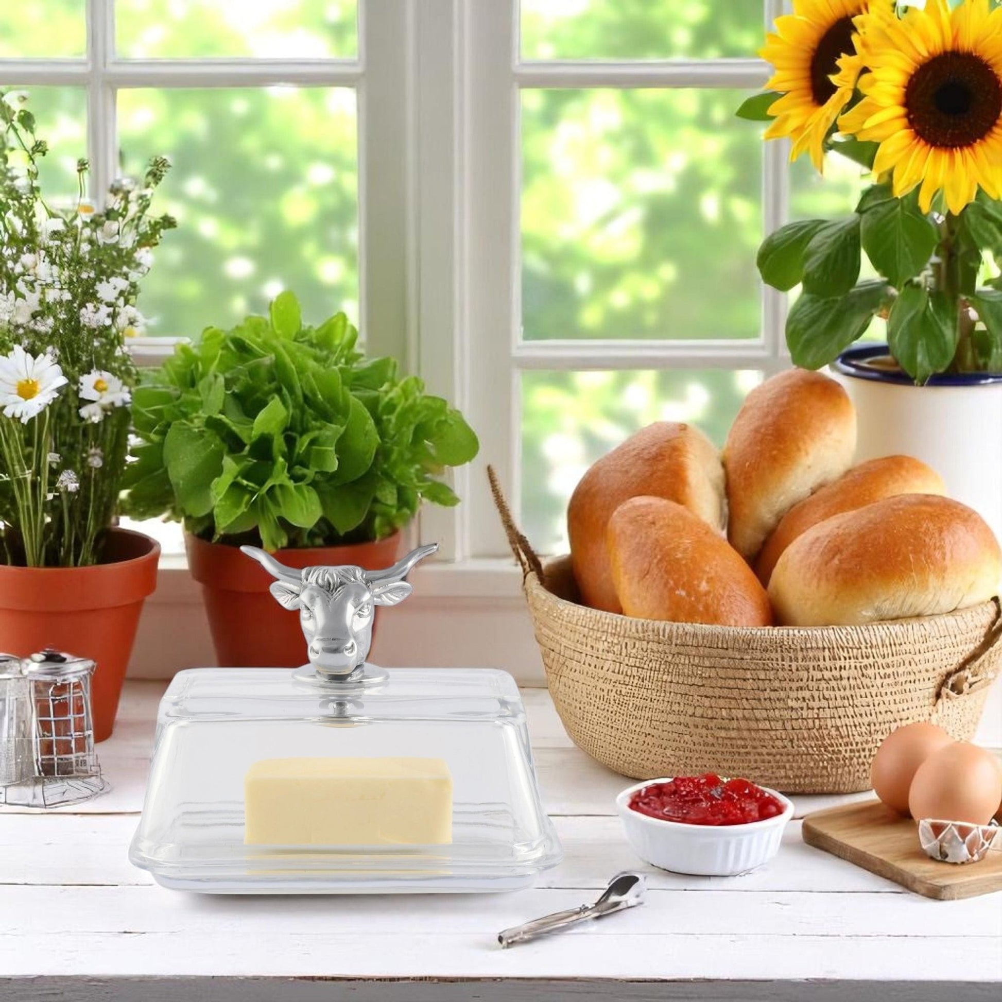 Glass Butter Dish - Cow - themonogram manor 