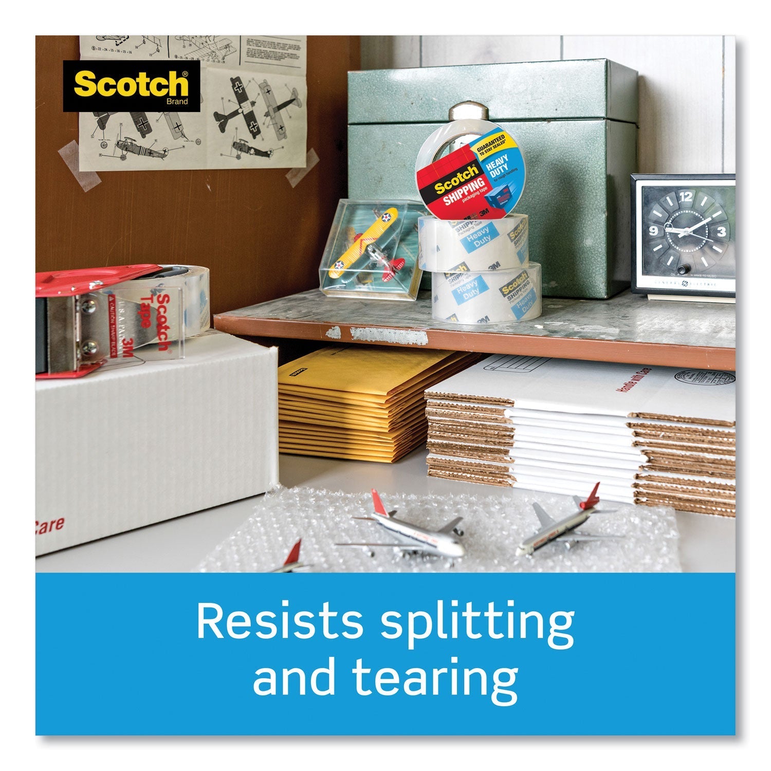 Scotch 3850 Heavy - Duty Packaging Tape with DP300 Dispenser, 3" Core, 1.88" x 54.6 yds, Clear, 6/Pack - themonogram manor 