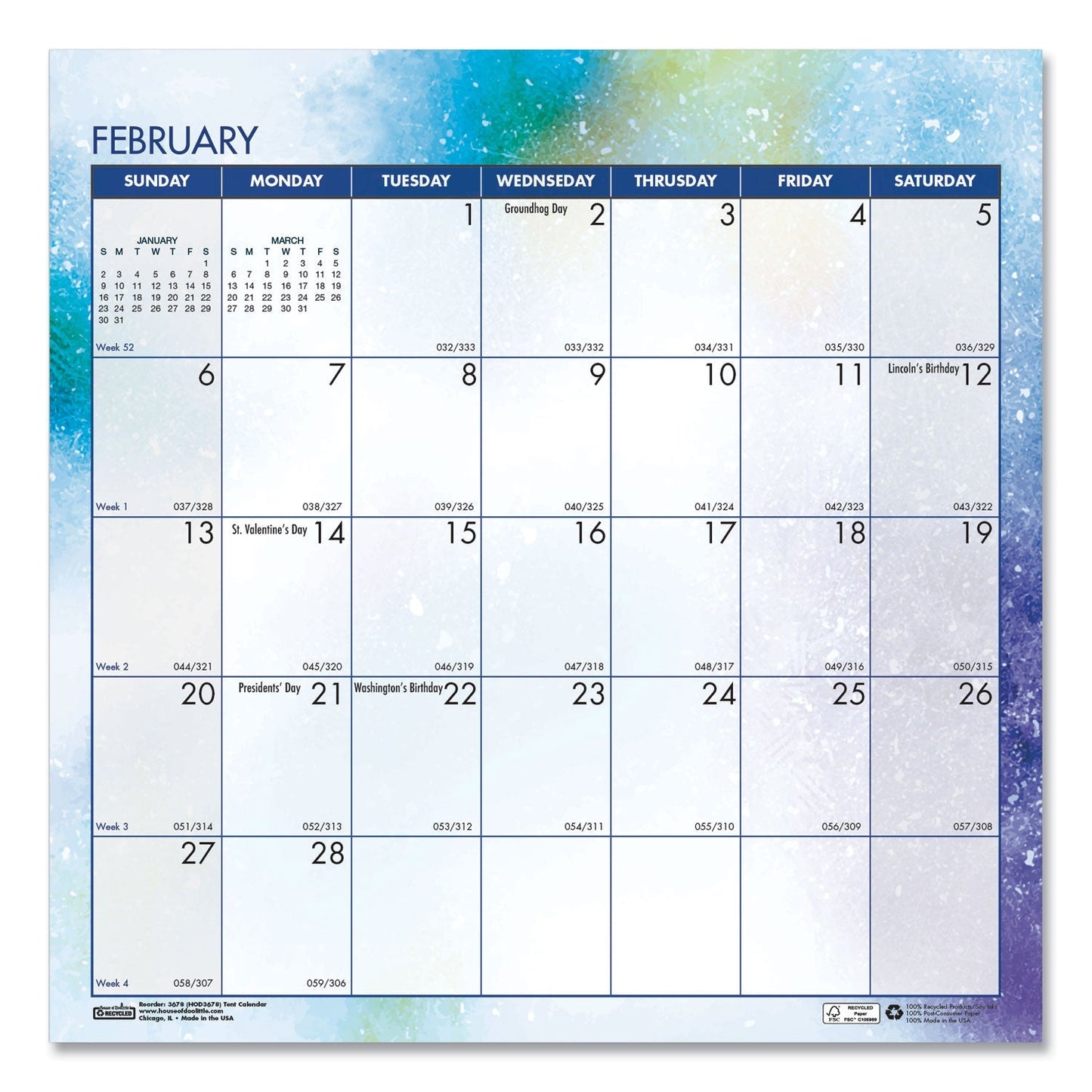 House of Doolittle Recycled Cosmos Tent Calendar, Cosmos Artwork, 6 x 6, White/Blue/Multicolor Sheets, 2023 - themonogram manor 