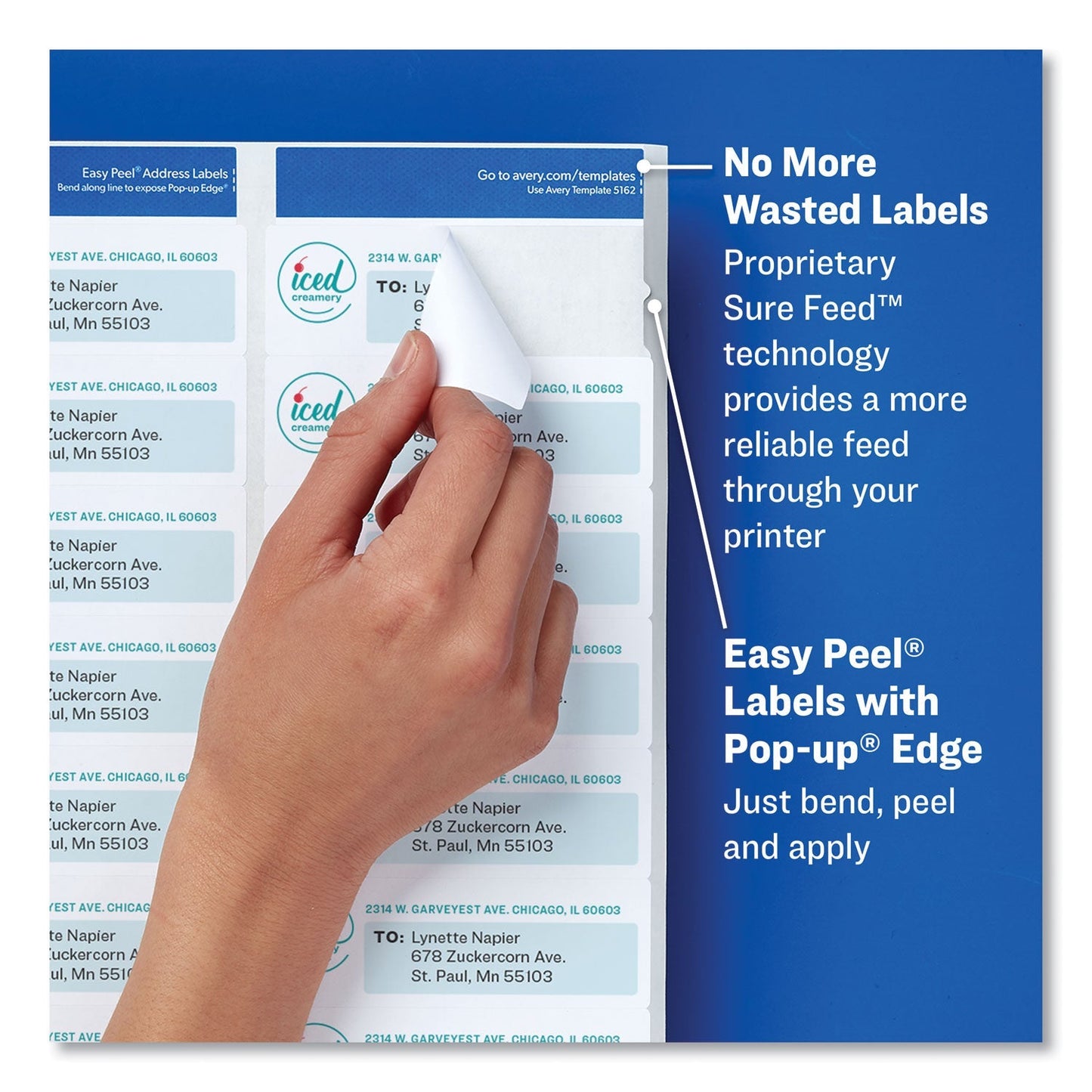 Avery Easy Peel White Address Labels w/ Sure Feed Technology, Laser Printers, 0.5 x 1.75, White, 80/Sheet, 100 Sheets/Box - themonogram manor 