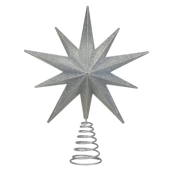12" Lit Silver Glitter Star Tree Topper - #themonogram manor #