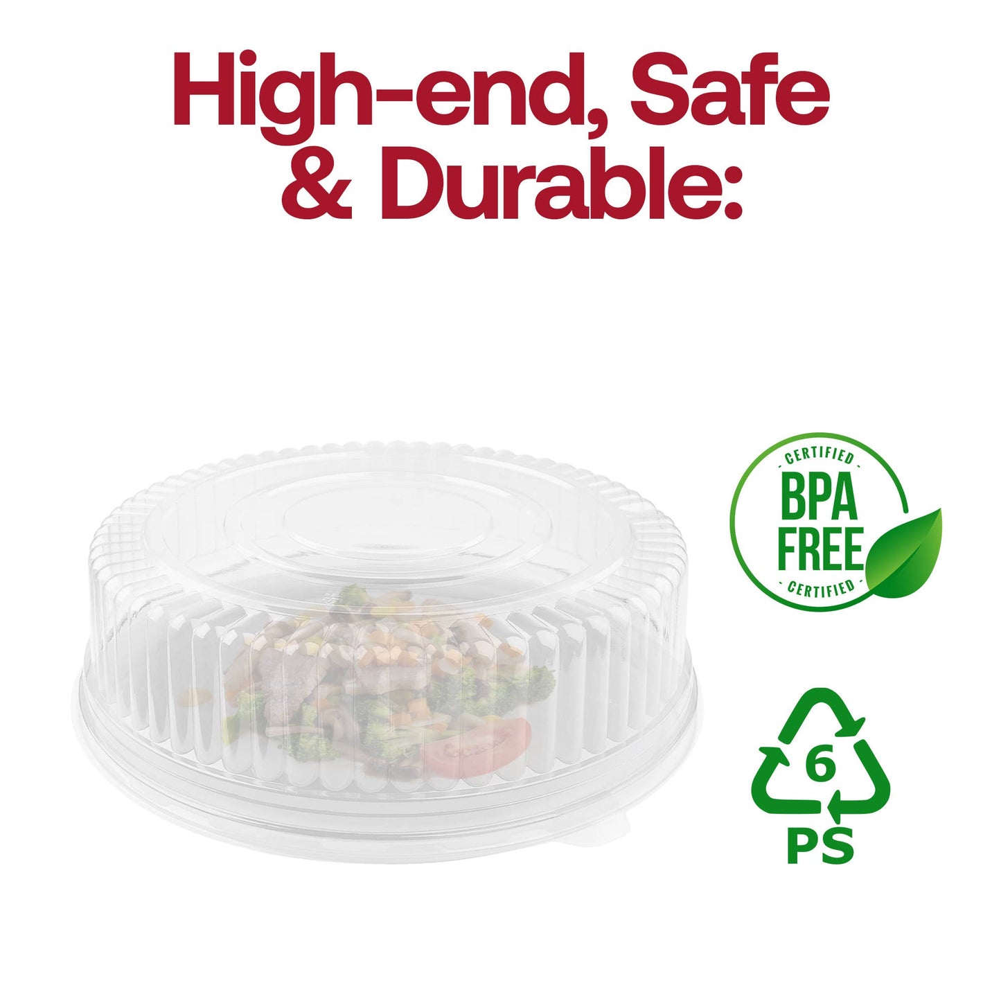 16" Clear Round Plastic Trays with Lids - 25 Sets - themonogram manor 