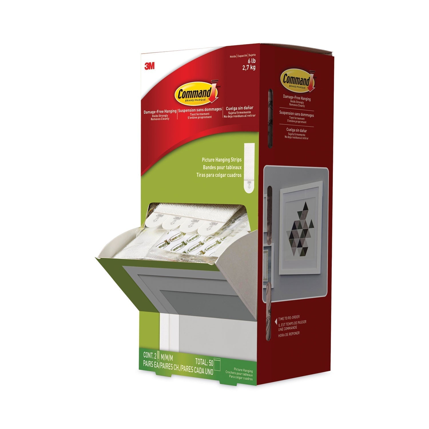 Command Picture Hanging Strips, Cabinet Pack, Removable, Holds Up to 6 lbs per Pair, 0.75 x 2.75, White, 4/Set, 50 Sets/Carton - themonogram manor 