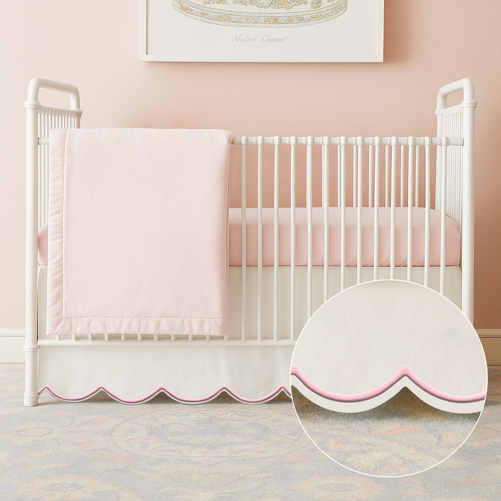 Scallop Embroidery Cotton Crib Skirt - themonogram manor 