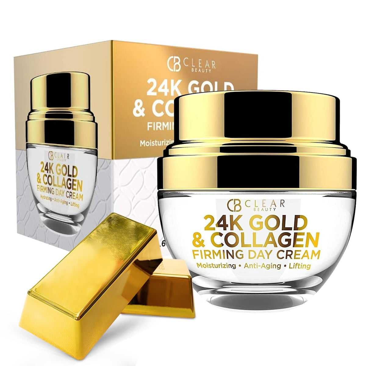 24K Gold & Collagen Daily Face Moisturizer - Dermatologist Tested, Reduces Fine Lines, Anti-Aging, Clean Beauty, Cruelty-Free Korean Skincare, All Skin Types - 1.69 Oz - themonogram manor 